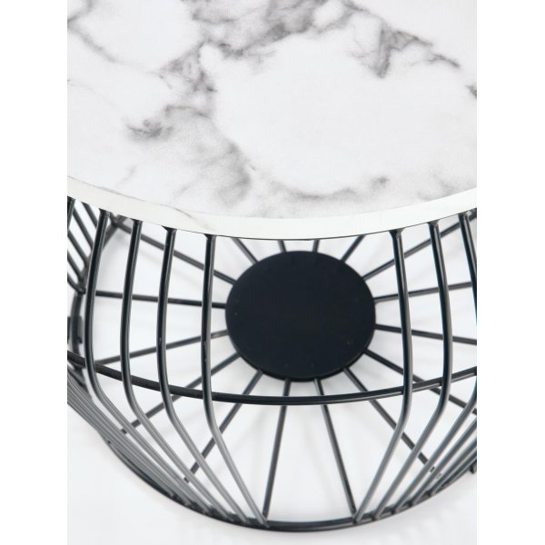 Grande Couchtisch Ø56 cm - Weißer Marmor/Schwarz Grande Couchtisch Ø56 cm - Weißer Marmor/Schwarz