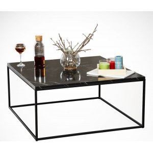 Poly-Couchtisch 75 x 75 cm - Schwarz/Wei