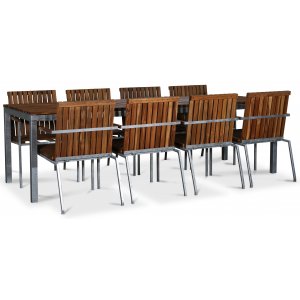 Alva Essgruppe 250x90 cm inkl. 6 Stühlen - Teak/galvanisiertes Metall Alva Essgruppe 250x90 cm inkl. 6 Stühlen - Teak/galvanisiertes Metall