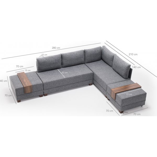 Ecksofa Fly - Grau