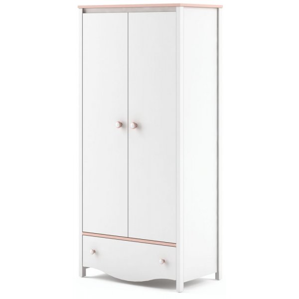 Letitia Kleiderschrank - Wei/Rosa