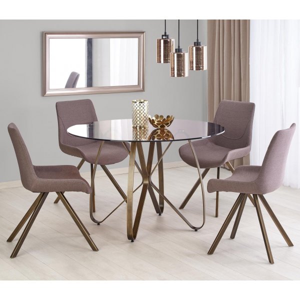 Rhonda runder Esstisch 120 cm - Braun / Antikgold Rhonda runder Esstisch 120 cm - Braun / Antikgold