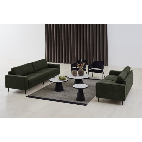 Soli Couchtisch Ø85 cm - Weißer Marmor/Schwarz Soli Couchtisch Ø85 cm - Weißer Marmor/Schwarz