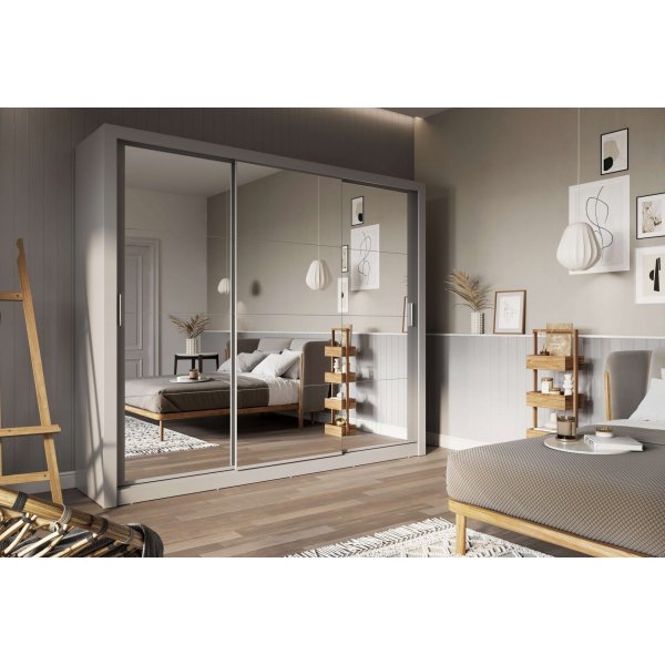 Einar Kleiderschrank 1 mit Spiegelt�ren - Grau