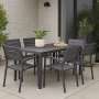 Esszimmergarnitur 6 Sthle und Esstisch 205 x 90 cm schwarz/grau - Las Vegas