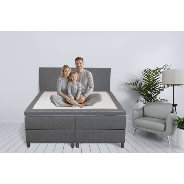 Bett 160x200 cm mit Stauraum grau