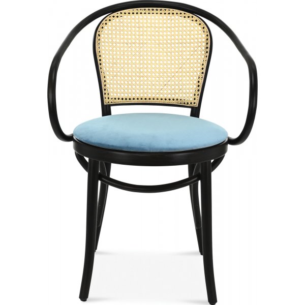 Stuhl Nr. 30 mit Rattan-Rückenlehne - Optionale Farbe des Gestells und der Polsterung Stuhl Nr. 30 mit Rattan-Rückenlehne - Optionale Farbe des Gestells und der Polsterung