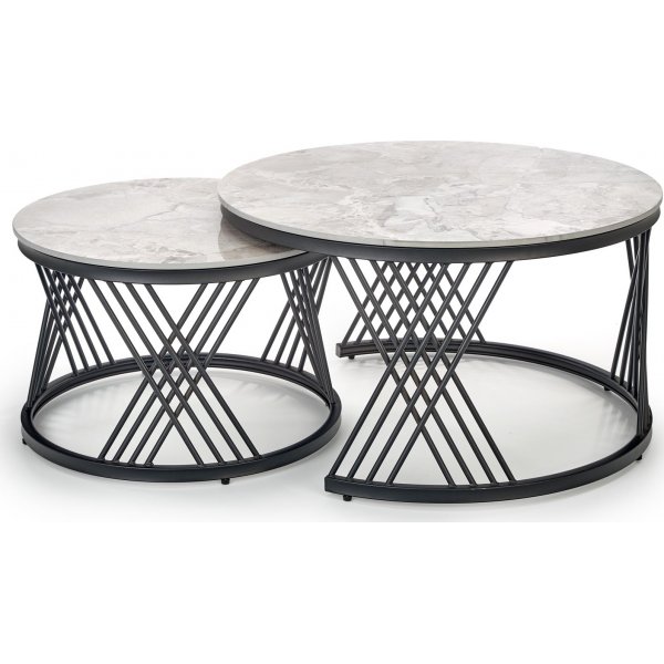 Flamingo Couchtisch 60 cm - Grauer Marmor/Schwarz