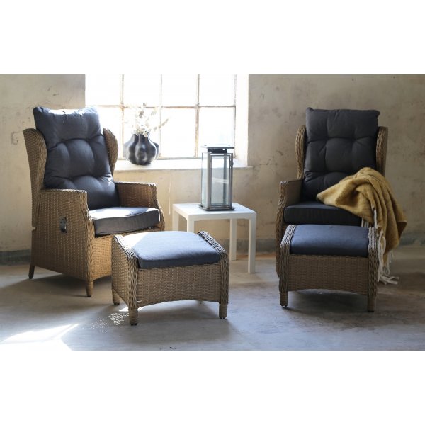Outdoor-Set Santiago; verstellbare Sessel mit Fuhockern