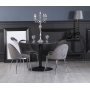 Plaza Essgruppe, Marmortisch mit 4 Plaza Samtsthlen - Grau/Schwarz/Chrom