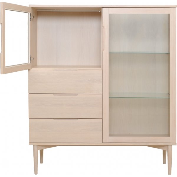 Karmöy Vitrine H: 140 cm - Weiß pigmentiertes Eichenfurnier Karmöy Vitrine H: 140 cm - Weiß pigmentiertes Eichenfurnier