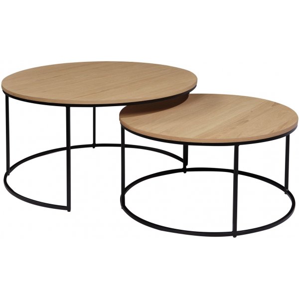 Natalie Couchtisch 2-Set 85 - Wei pigmentiertes Eichenfurnier