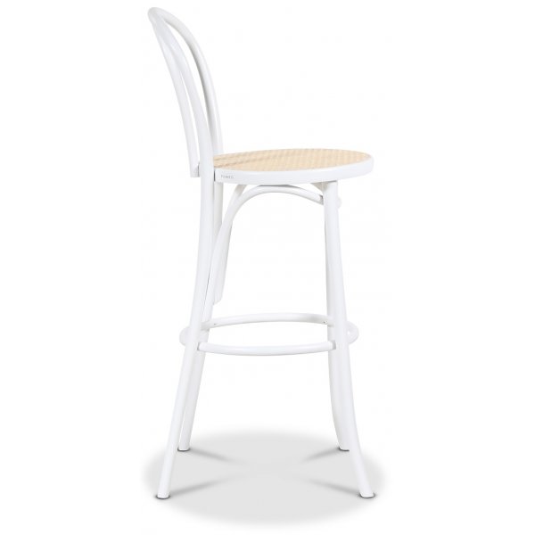 Biegeholz Barhocker No 18 - wei / Rattan