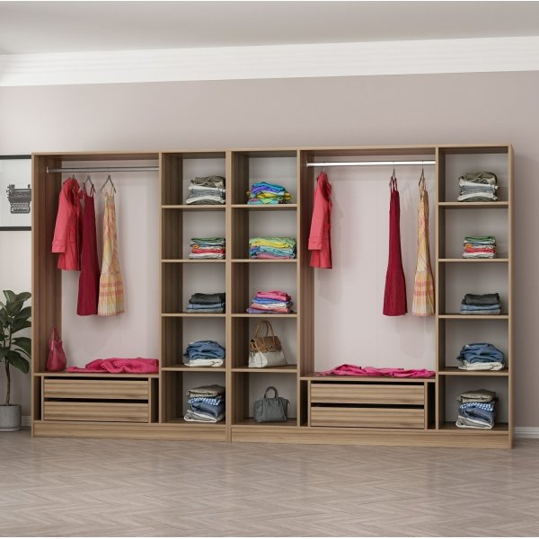 Cavolo Kleiderschrank 315x52x210 cm, Variante B - Braun