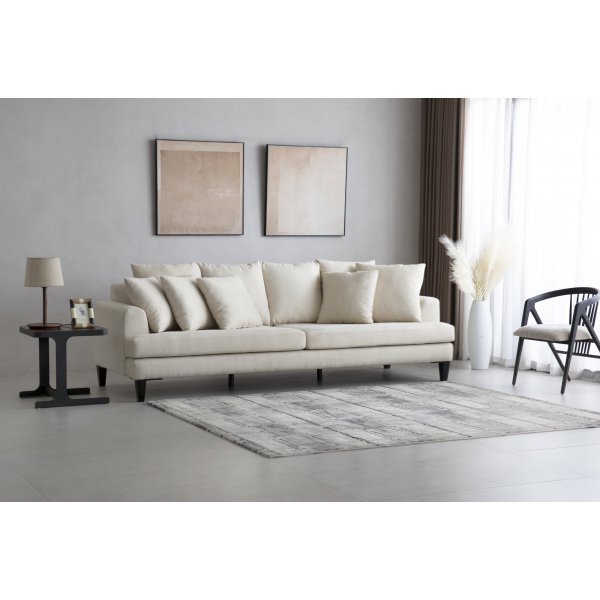 Beiges 4-Sitzer-Sofa mit losen Kissen - Remy