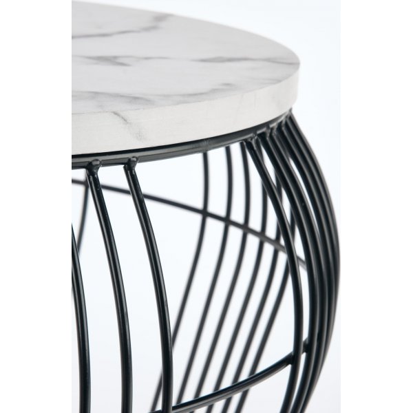 Grande Couchtisch Ø56 cm - Weißer Marmor/Schwarz Grande Couchtisch Ø56 cm - Weißer Marmor/Schwarz