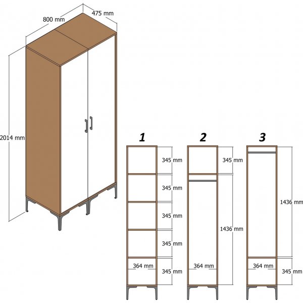 Kumsal Kleiderschrank 6 Walnuss