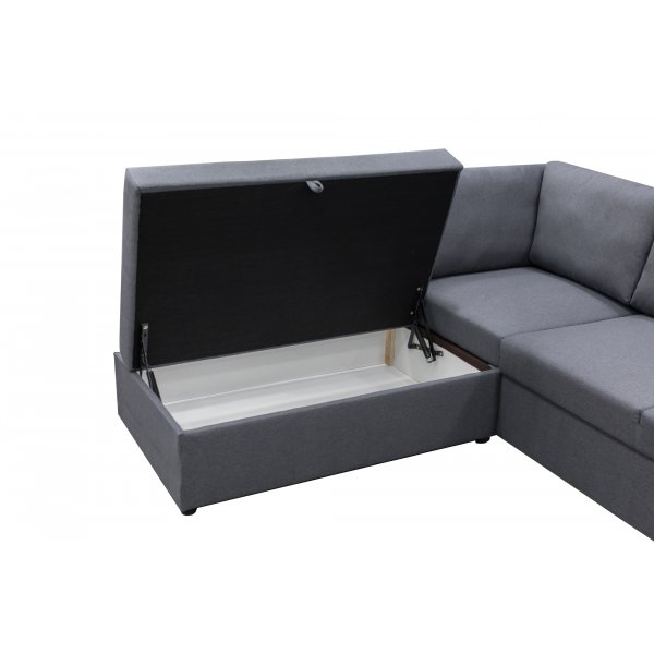 Schlafsofa Dream mit Stauraum (Ecksofa) rechts - Dark Grey