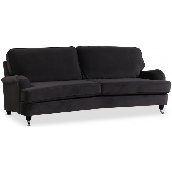 Kungshamn Howard 3-Sitzer, geschwungenes Sofa - Dunkelgrau (Samt)