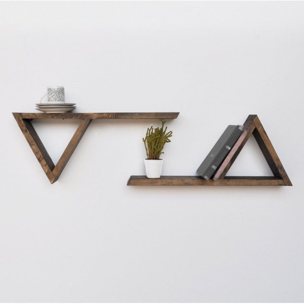 Abstraktes Wandregal 84 - Nussbaum