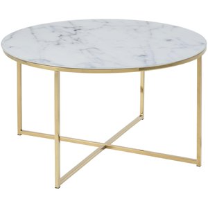 Alisma Couchtisch 80 cm - Weier Marmor/Gold