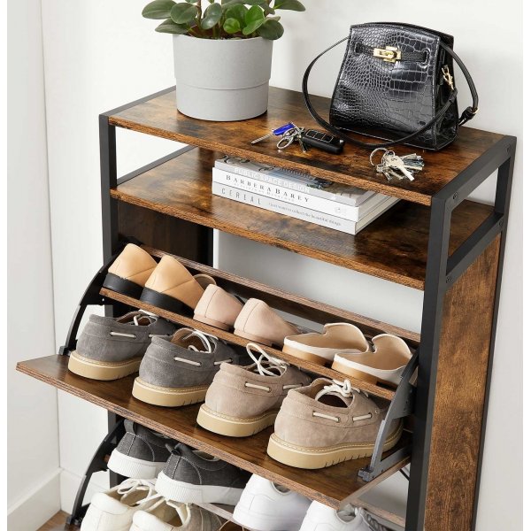 Mattias Schuhschrank 60 x 130 cm - Braun/Schwarz Mattias Schuhschrank 60 x 130 cm - Braun/Schwarz