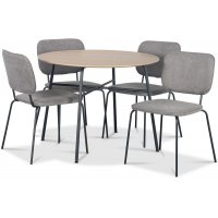 Tufta Essgruppe Ø100 cm Tisch aus hellem Holz + 4 Lokrume graue Stühle Tufta Essgruppe Ø100 cm Tisch aus hellem Holz + 4 Lokrume graue Stühle