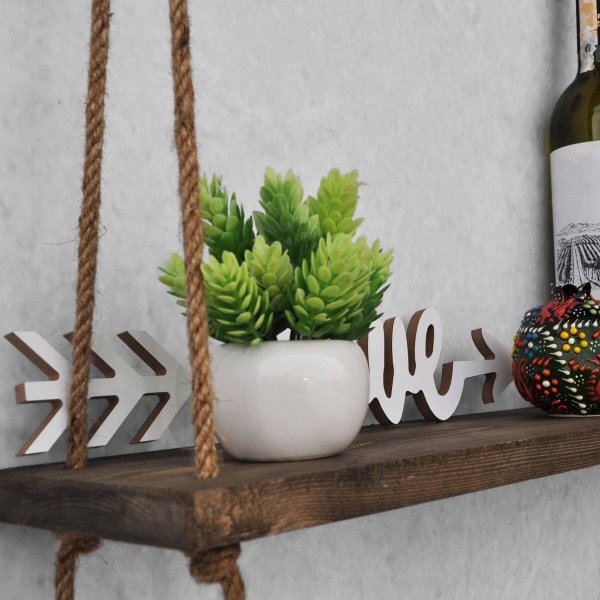 Abstraktes Wandregal 42 - Nussbaum