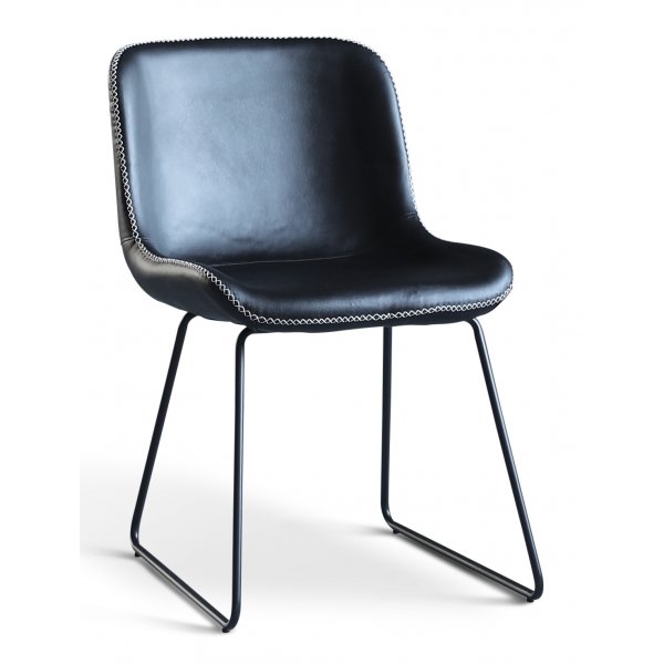 Essgruppe aus Granit; Tisch 180x90 cm weiß mit 6 Texas-Esszimmerstühlen aus schwarzem PU Essgruppe aus Granit; Tisch 180x90 cm weiß mit 6 Texas-Esszimmerstühlen aus schwarzem PU