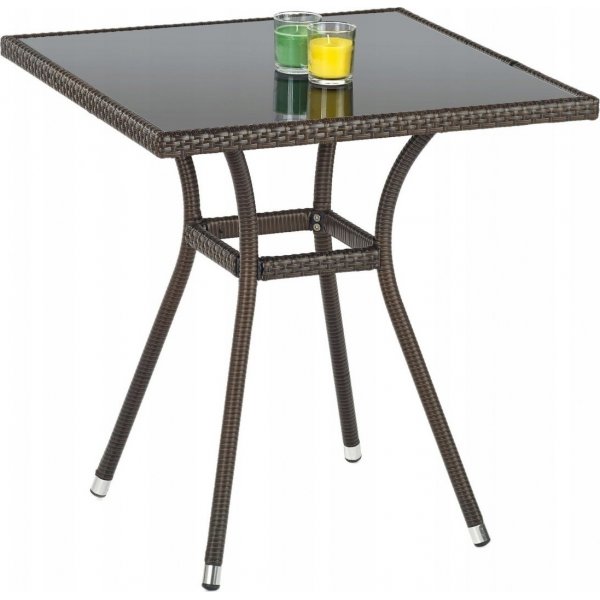 Benin Esstisch 70 cm - Dunkelbrauner Kunststoff-Rattan