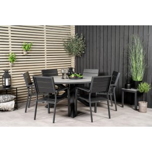 Parma Outdoor-Essgruppe mit 6-Stufen-Sthlen - Schwarz/Grau