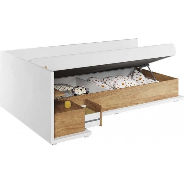 Simi Bett links 90 x 200 cm - Wei/Hickory