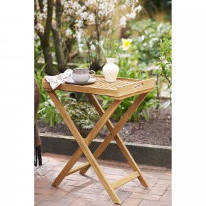 Runder Tabletttisch 60 x 40 cm - Teakholz Runder Tabletttisch 60 x 40 cm - Teakholz