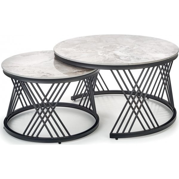 Flamingo Couchtisch 60 cm - Grauer Marmor/Schwarz