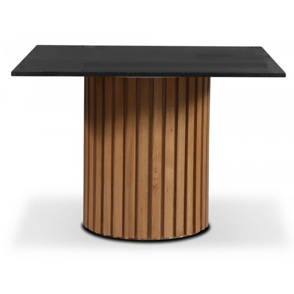 Sumo Esstisch aus Granit 90x90 cm - Gelte Eiche / Schwarzer Granit
