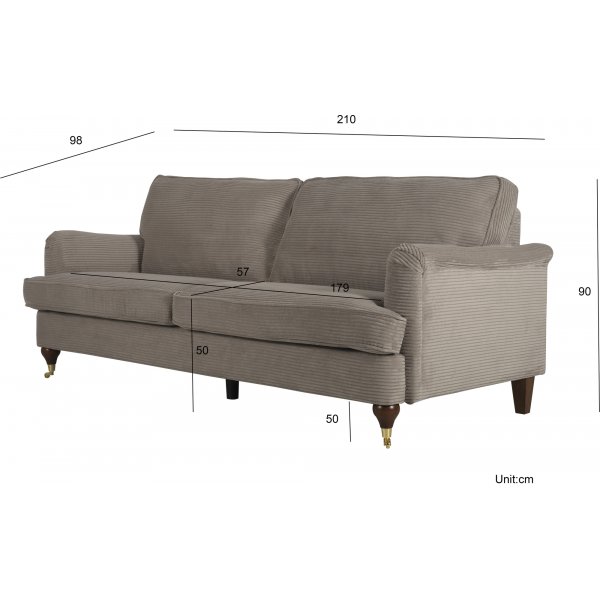 Howard Watford Deluxe 3-Sitzer-Sofa - Hellbrauner Cord Howard Watford Deluxe 3-Sitzer-Sofa - Hellbrauner Cord