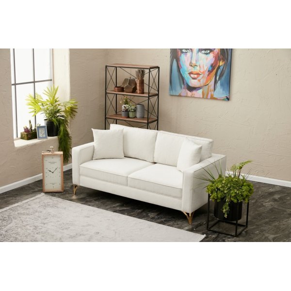 Berlin 2-Sitzer-Sofa - Cremewei/Gold