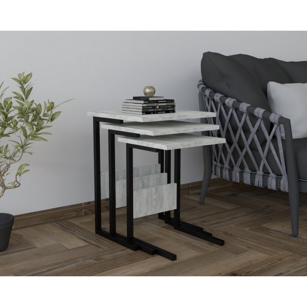 Sali Tisch 32/36/40 x 32/36/40 cm - Schwarz/Grau