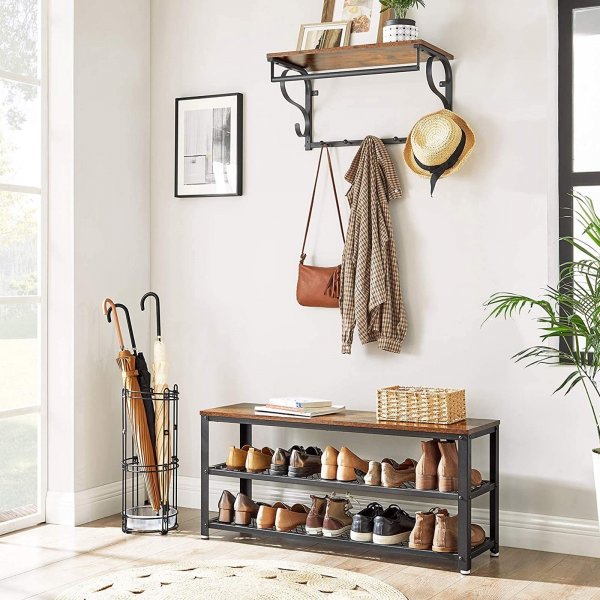 Lasse Schuhregal 100 cm - Braun/Schwarz