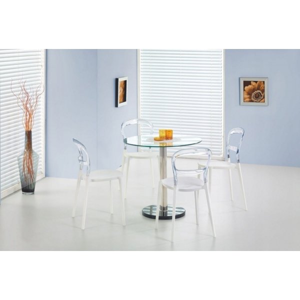 Violetter Glastisch - Chrom/Marmor Violetter Glastisch - Chrom/Marmor